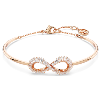swarovski سوار hyperbola، شكل إنفينيتي، لون أبيض، طلاء ذهبي وردي