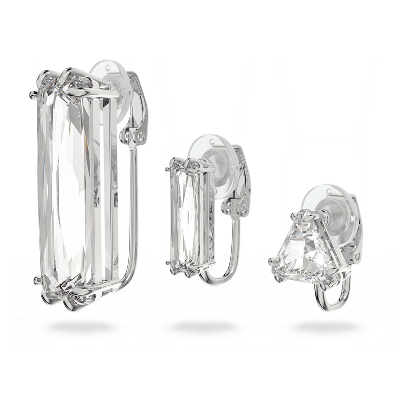 swarovski mesmera clip earring  single  baguette cut crystal  white  rhodium plated