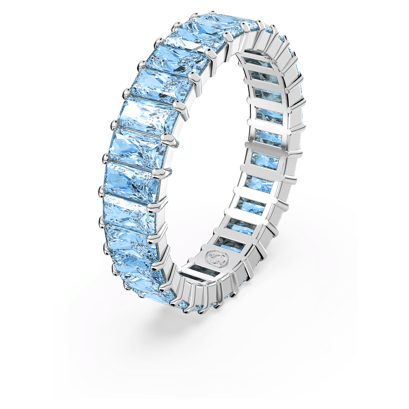 swarovski matrix ring  baguette cut  blue  rhodium plated