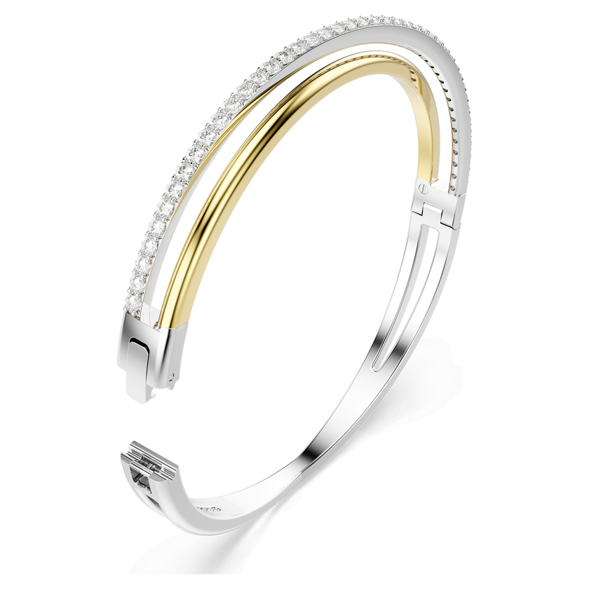 swarovski hyperbola bangle  round cut  white  mixed metal finish