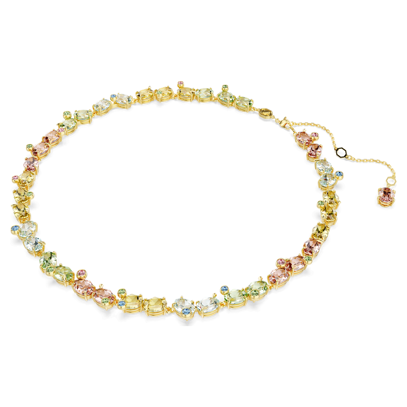 swarovski gema necklace  mixed cuts  multicolored  18k gold finish