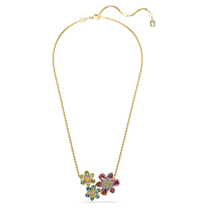 swarovski idyllia pendant  mixed cuts  flower  multicolored  gold tone plated