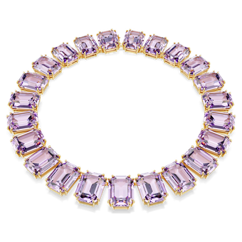 swarovski millenia tennis necklace  octagon cut  purple  gold tone plated