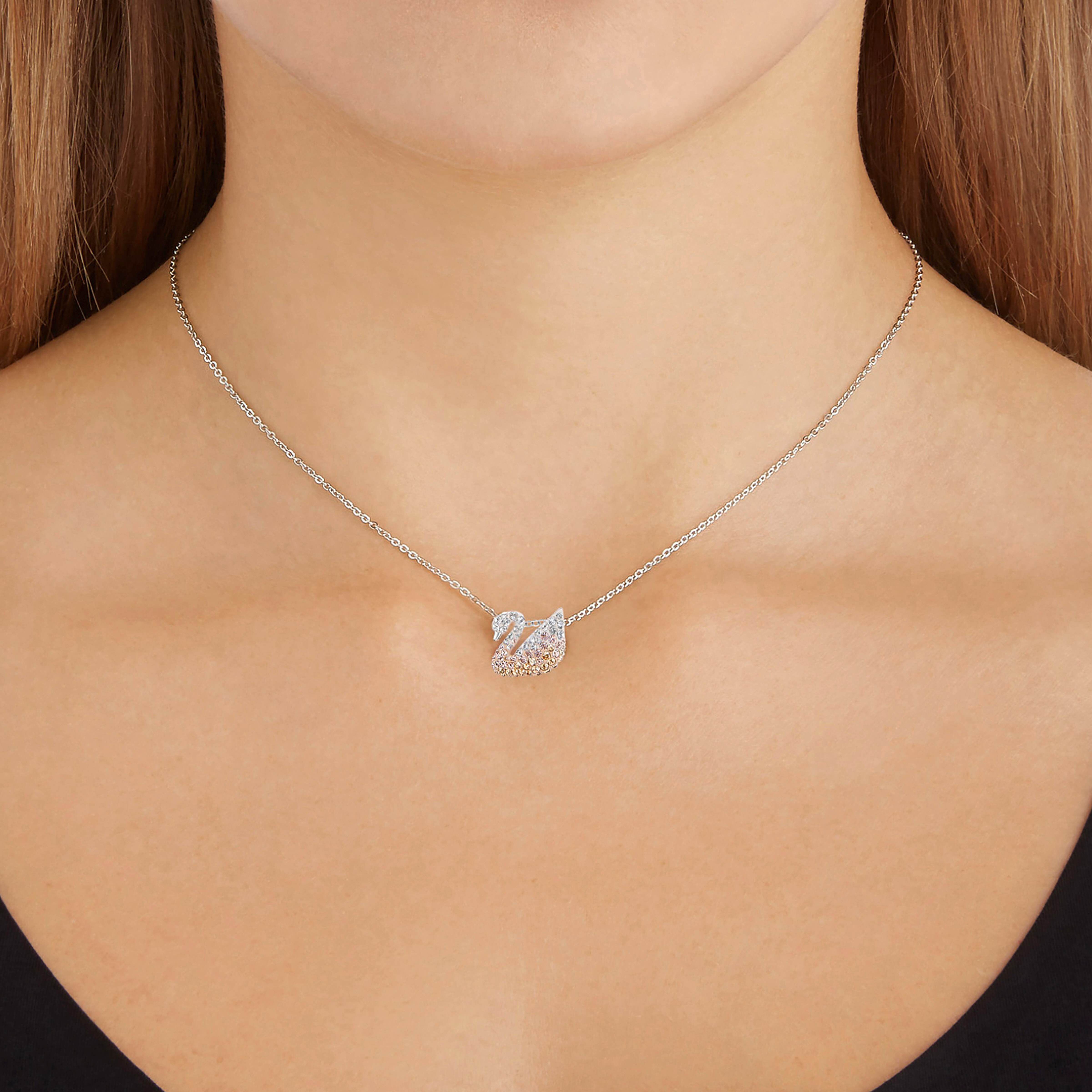 Buy Swarovski Iconic Swan Pendant Small Multi Coloured Rhodium Plated