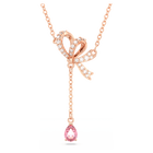 swarovski hyperbola y pendant bow pink rose gold tone plated