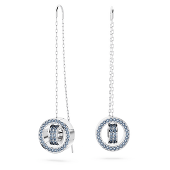 swarovski أقراط متدلية hollow، طويلة، لون أزرق، طلاء روديوم