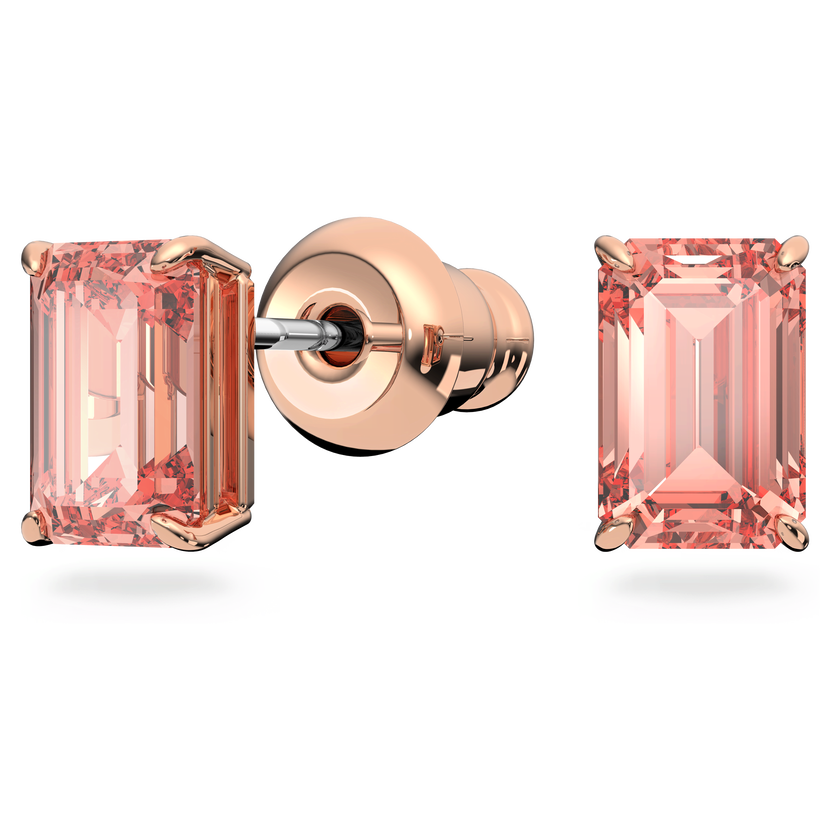 swarovski طقم millenia، مزدان بزركونيا سواروفسكي مثمنة، لون وردي، طلاء ذهبي وردي