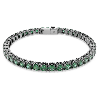 swarovski سوار matrix tennis، قطع مستدير، لون أخضر، طلاء روثينيوم