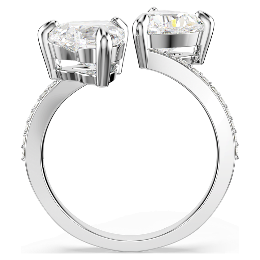 swarovski خاتم مفتوح mesmera attract، قطع على شكل قلب، كريستالات مُتراصَّة، شكل قلب، لون أبيض، لمسة نهائية باللون الفضي