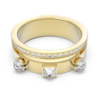 Thrilling ring, White, Gold-tone plated
