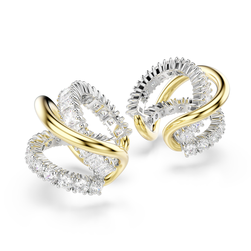 swarovski hyperbola ear cuffs  mixed cuts  white  mixed metal finish