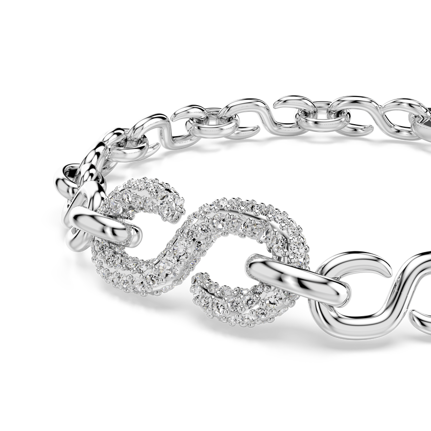 swarovski dextera bracelet  round cut  white  rhodium plated