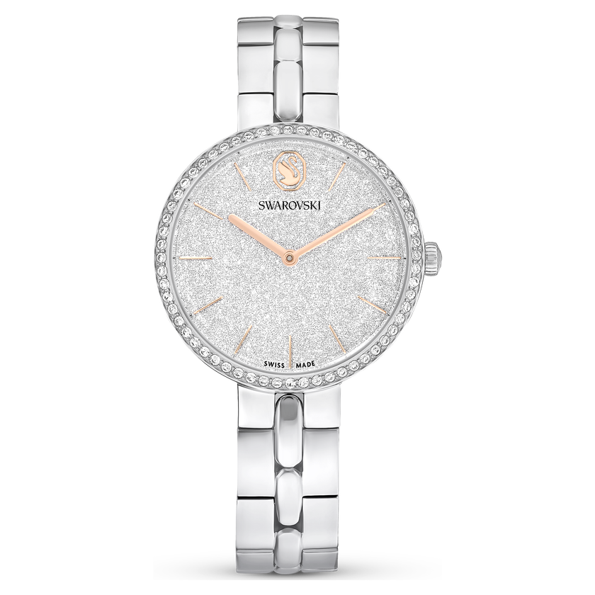 swarovski ساعة cosmopolitan، صناعة سويسرية، سوار معدني، لون فضي، ستانلس ستيل
