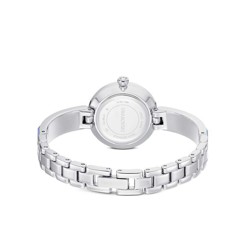 swarovski matrix bangle watch  swiss made  crystal bracelet  blue  stainless steel