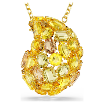 swarovski gema pendant and brooch  yellow  gold tone plated