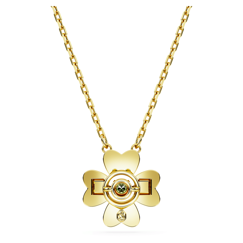 swarovski idyllia pendant  clover  green  gold tone plated