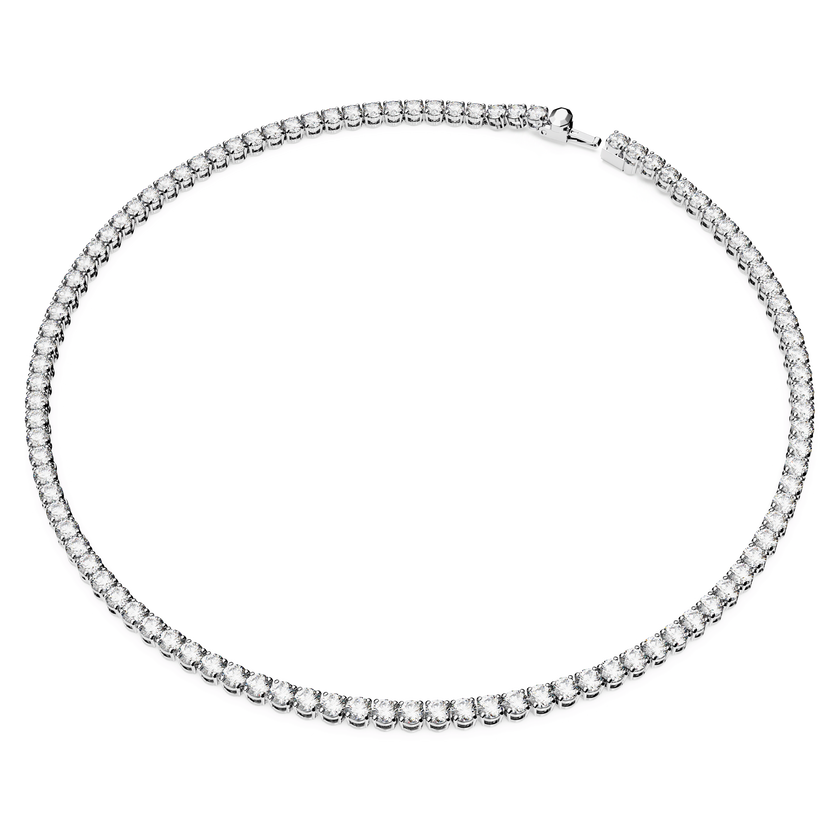 swarovski matrix tennis set  round cut  white  rhodium plated