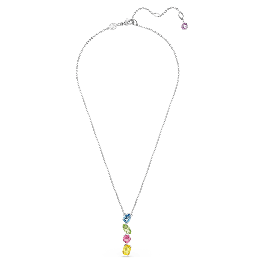 swarovski gema y pendant  mixed cuts  multicolored  rhodium plated