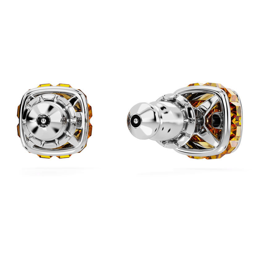swarovski birthstone stud earrings  square cut  november  yellow  rhodium plated