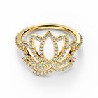خاتم يحمل زهرة اللوتس من مجموعة سواروفسكيSymbolic، أبيض اللون، مطلي باللون الذهبي