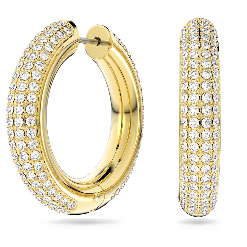 swarovski dextera hoop earrings  medium  white  gold tone plated