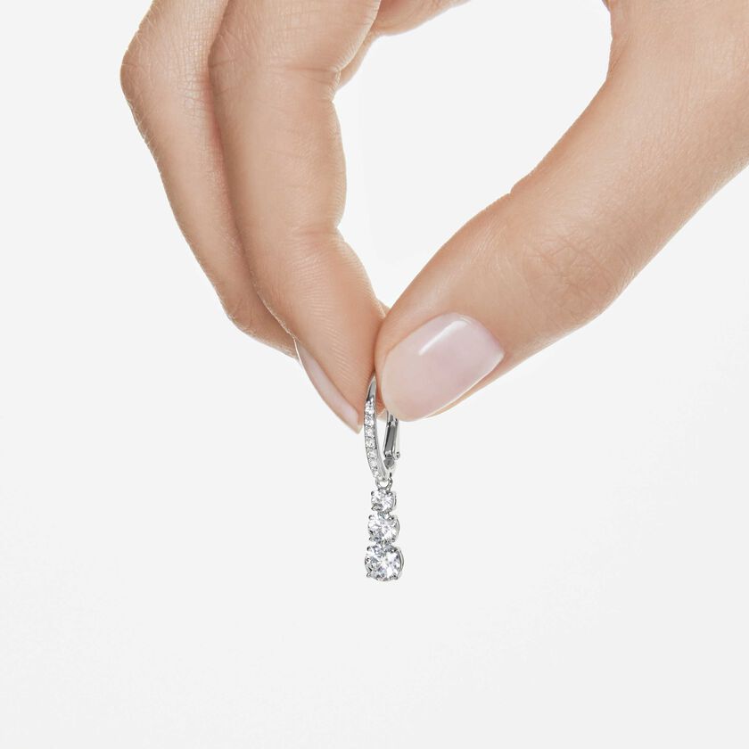 swarovski أقراط حلقية stilla attract ، قطع مستدير، لون أبيض،  طلاء روديوم