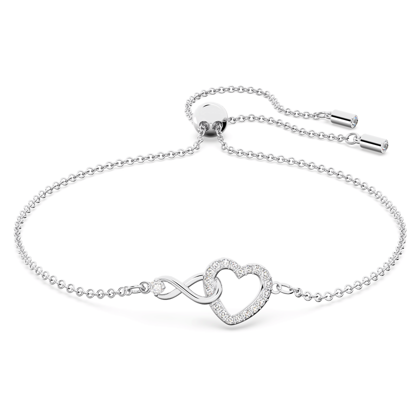 swarovski سوار hyperbola، على شكل لانهاية وقلب، لون أبيض، طلاء روديوم
