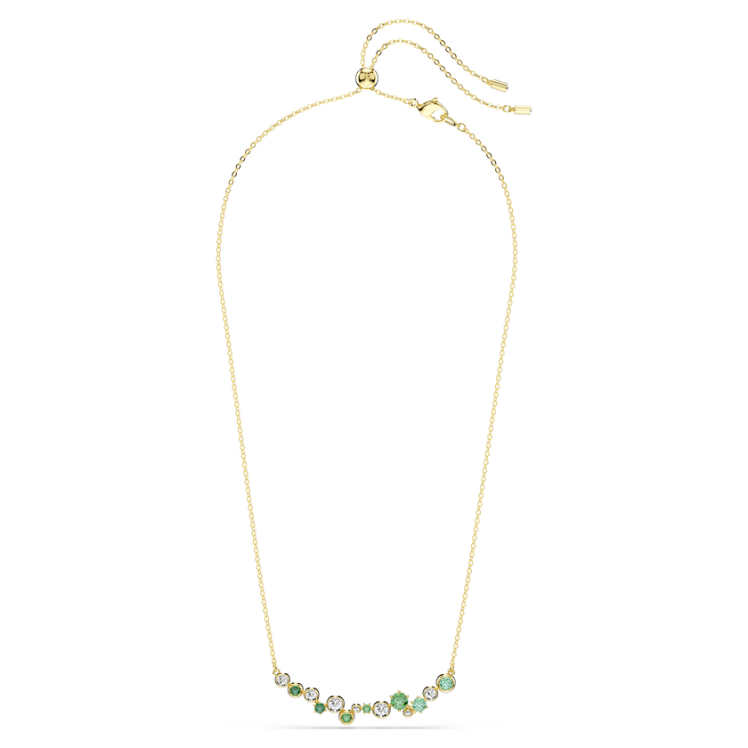 swarovski constella necklace  mixed cuts  green  gold tone plated