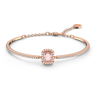 swarovski una bangle  octagon cut  pav   pink  rose gold tone plated