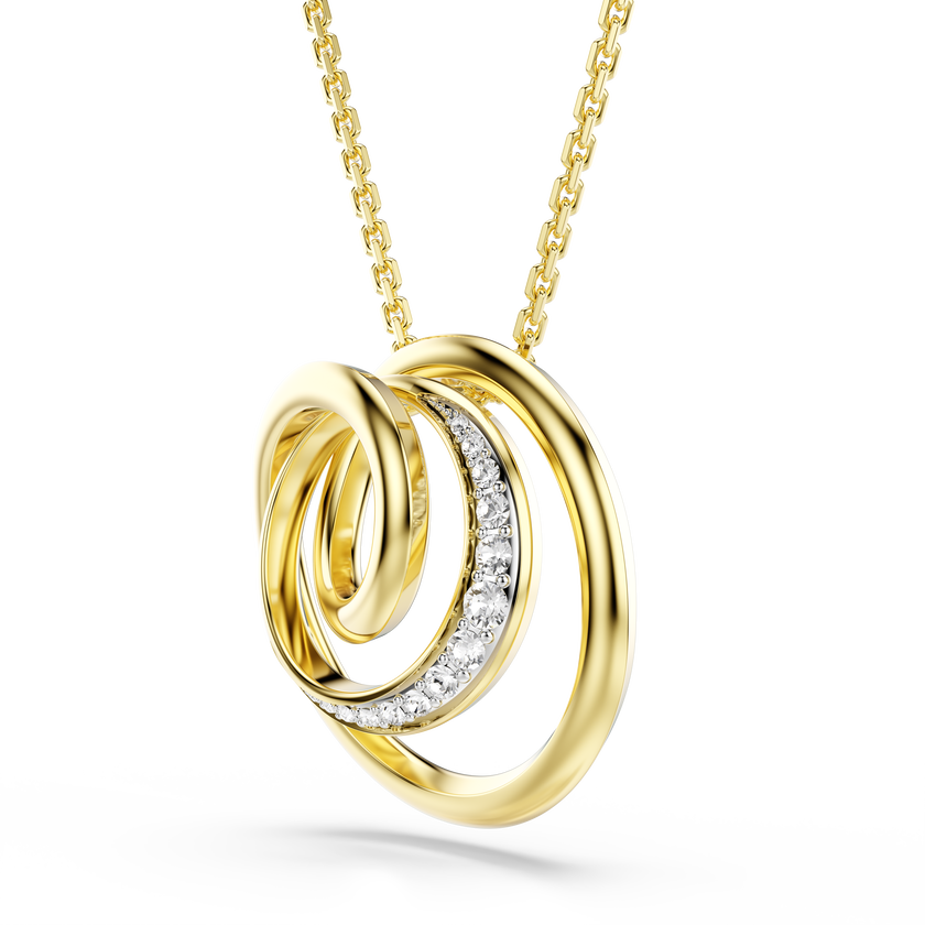 swarovski hyperbola necklace  round cut  white  gold tone plated