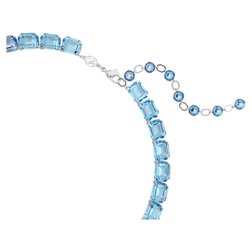 swarovski millenia necklace  octagon cut  color gradient  blue  rhodium plated