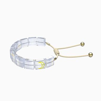 Letra bracelet, Moon, White, Gold-tone plated