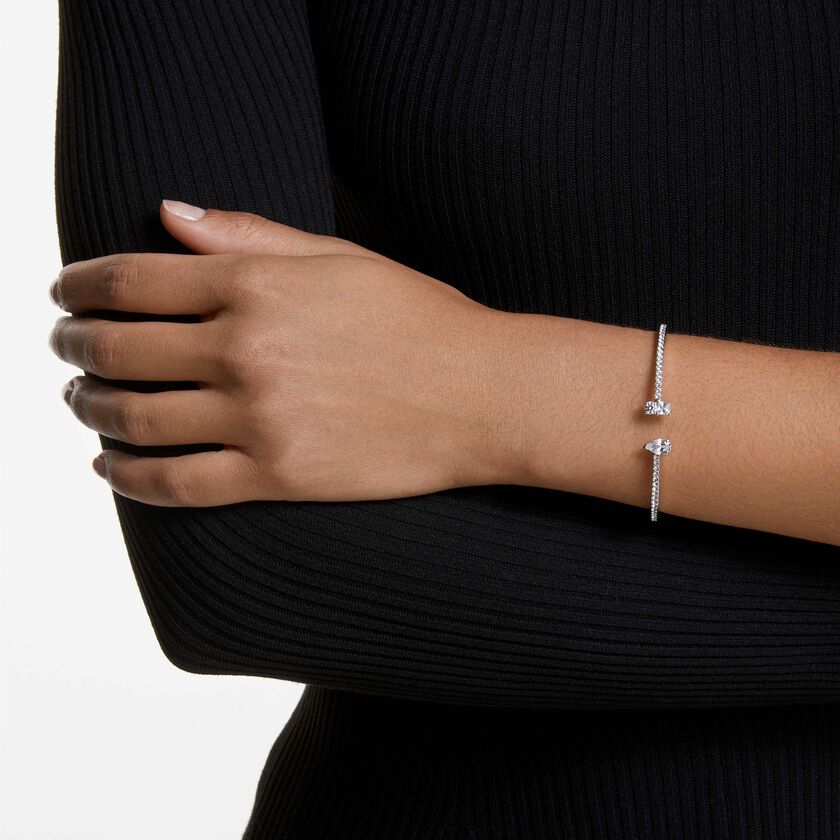 swarovski mesmera cuff  mixed cuts  white  rhodium plated