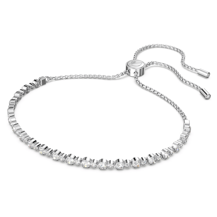 swarovski matrix tennis bracelet  round cut  white  rhodium plated