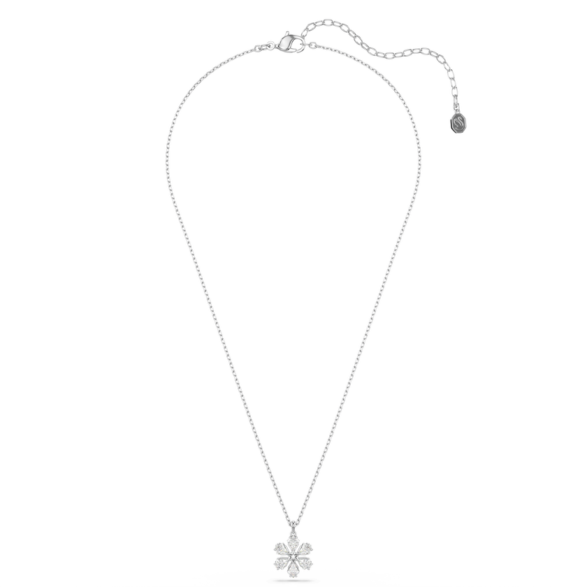 swarovski idyllia pendant  mixed cuts  snowflake  white  rhodium plated