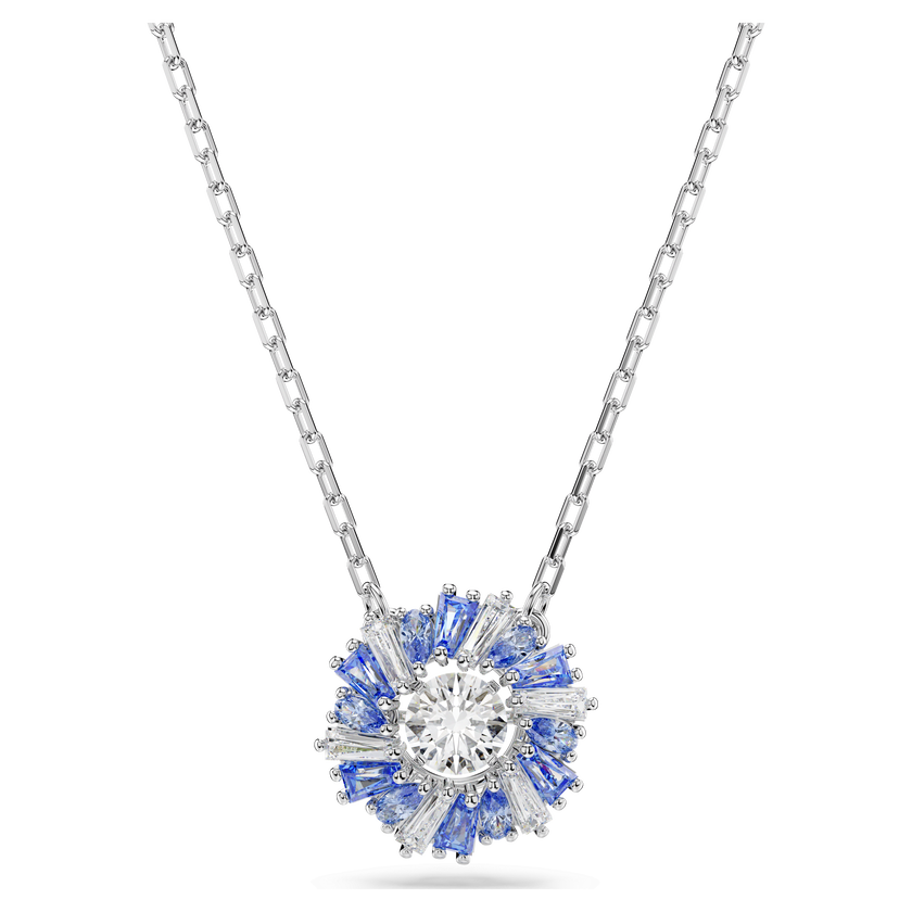 swarovski قلادة idyllia، على شكل زهرة، لون أزرق، طلاء روديوم