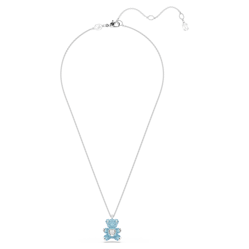 swarovski قلادة teddy، شكل دب، لون أزرق، طلاء روديوم