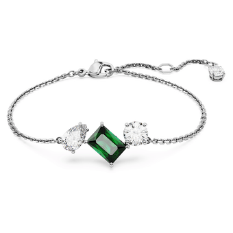 swarovski mesmera bracelet  mixed cuts  green  rhodium plated
