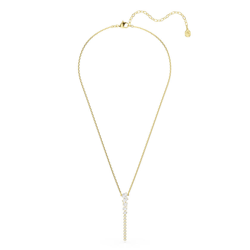 swarovski عقد mesmera على شكل حرف y، قطع متنوع، لون أبيض، لمسة نهائية من الذهب عيار 18 قيراط