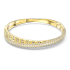 Rota bangle, Mixed cuts, White, Gold-tone plated