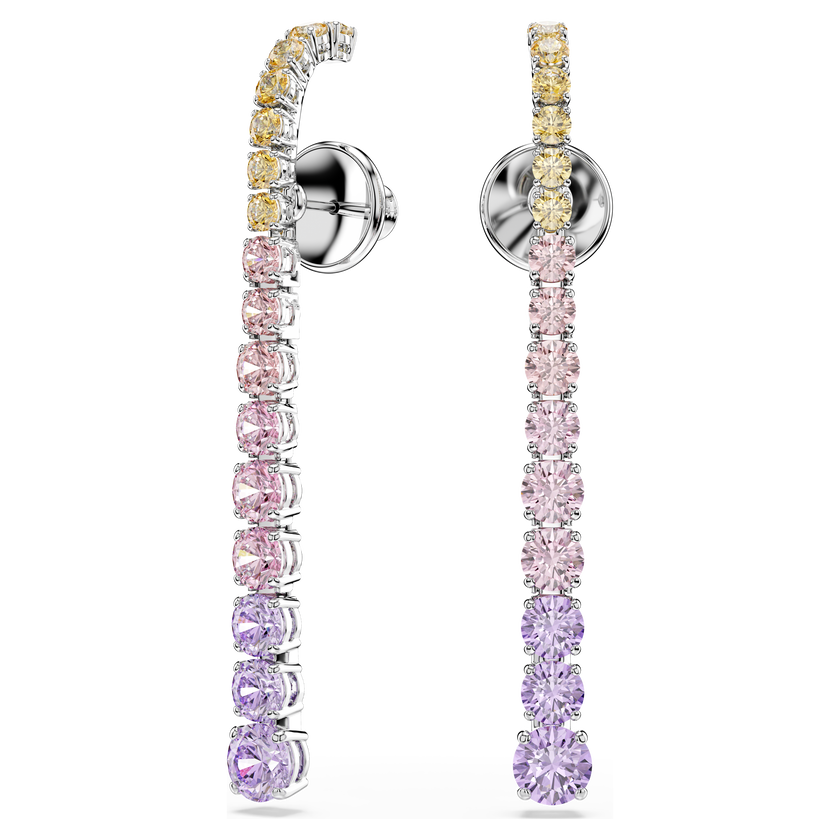 swarovski matrix drop earrings  gradient of round cuts  multicolored  rhodium plated