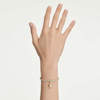 swarovski تعليقة idyllia، قطع متنوع، شكل قلب ومفتاح، لون أبيض، لمسة نهائية من الذهب عيار 18 قيراط