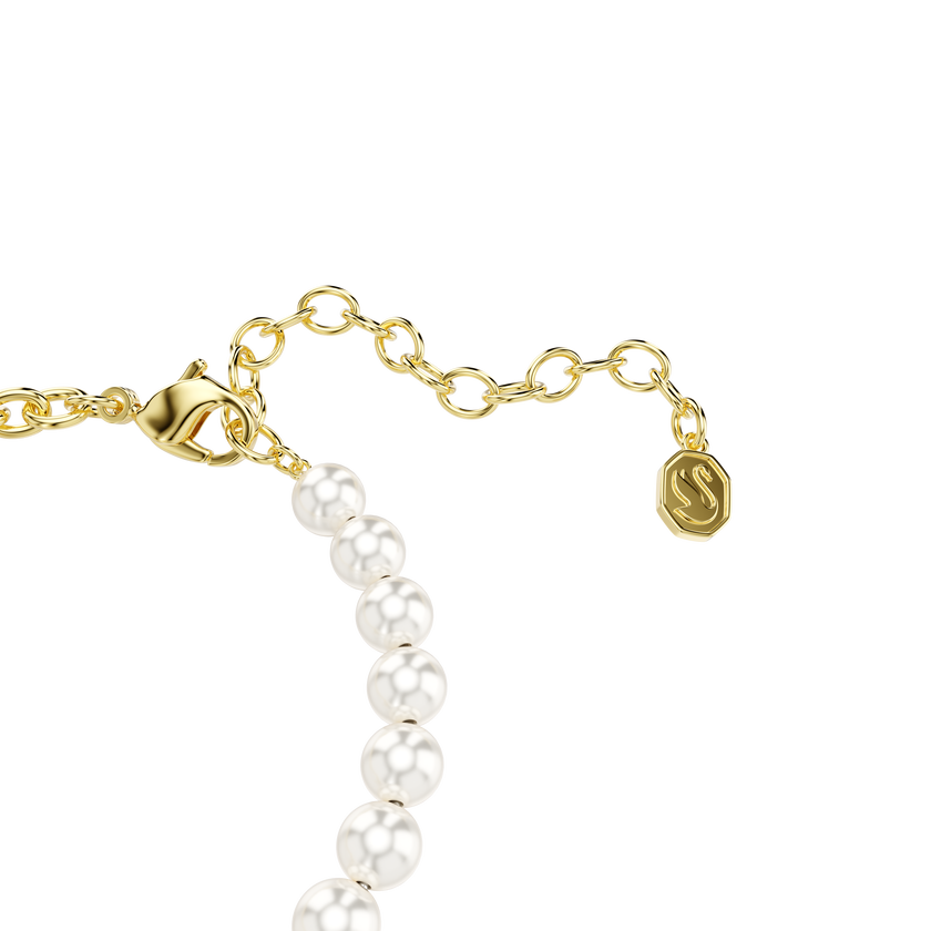 swarovski idyllia bracelet  crystal pearl  round cut  teddy  gold tone  18k gold finish