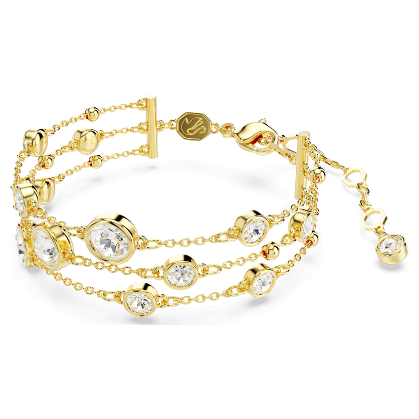 swarovski imber wide bracelet  round cut  white  gold tone plated