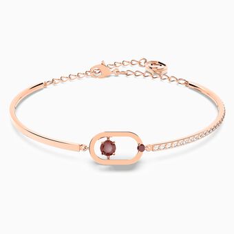 Swarovski Sparkling Dance bracelet, Round cut, Oval shape, Red, Rose gold-tone plated