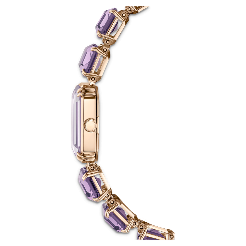 swarovski watch  octagon cut bracelet  purple  champagne gold tone finish