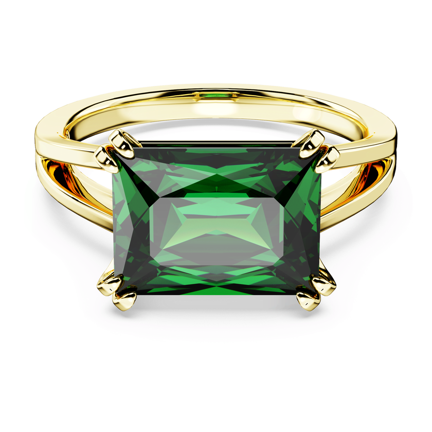 swarovski stilla cocktail ring  rectangular cut  green  gold tone plated