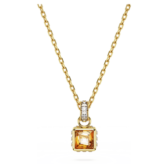 swarovski chroma pendant  square cut  yellow  gold tone plated
