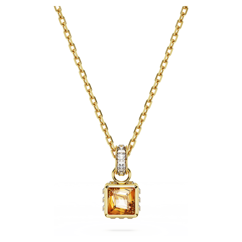 swarovski قلادة chroma، قطع مربع، لون أصفر، طلاء بلون ذهبي