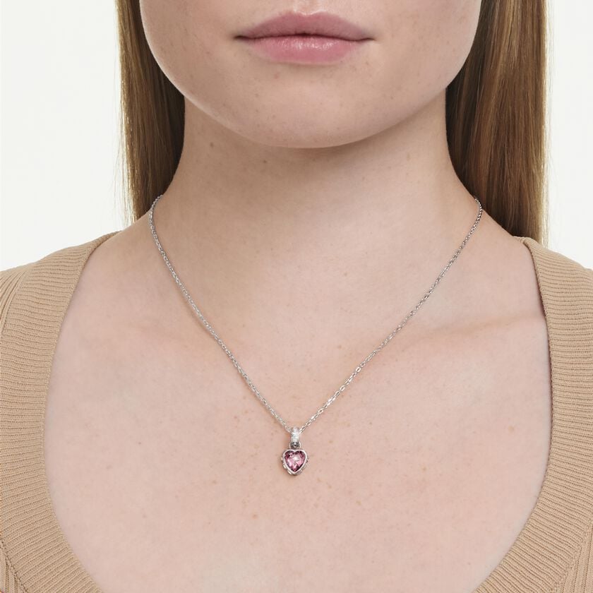 swarovski chroma pendant  mixed cuts  pink  rhodium plated